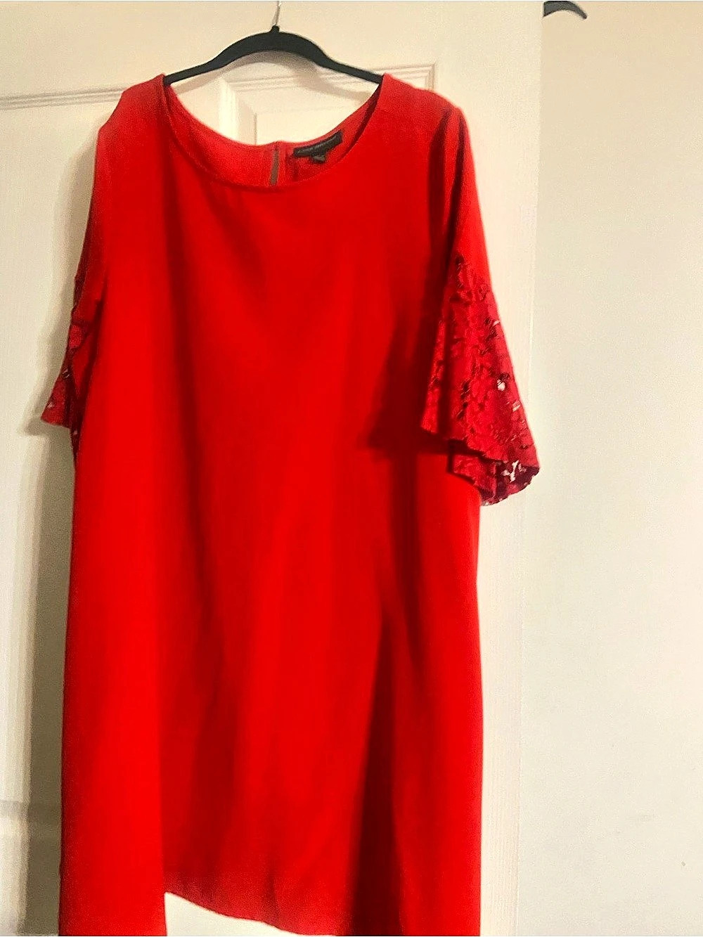 Lane Bryant Red Lace Sleeve Mini Dress Size 18/20 Like New
